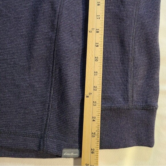 NWT Eddie Bauer Thermal Henley M Heather Navy Long Sleeve Outdoor Shirt - Picture 8 of 9